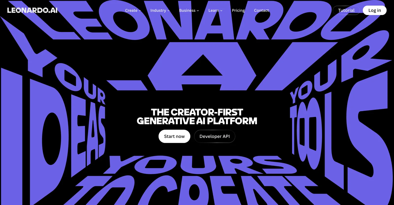Screenshot of Leonardo's homepage