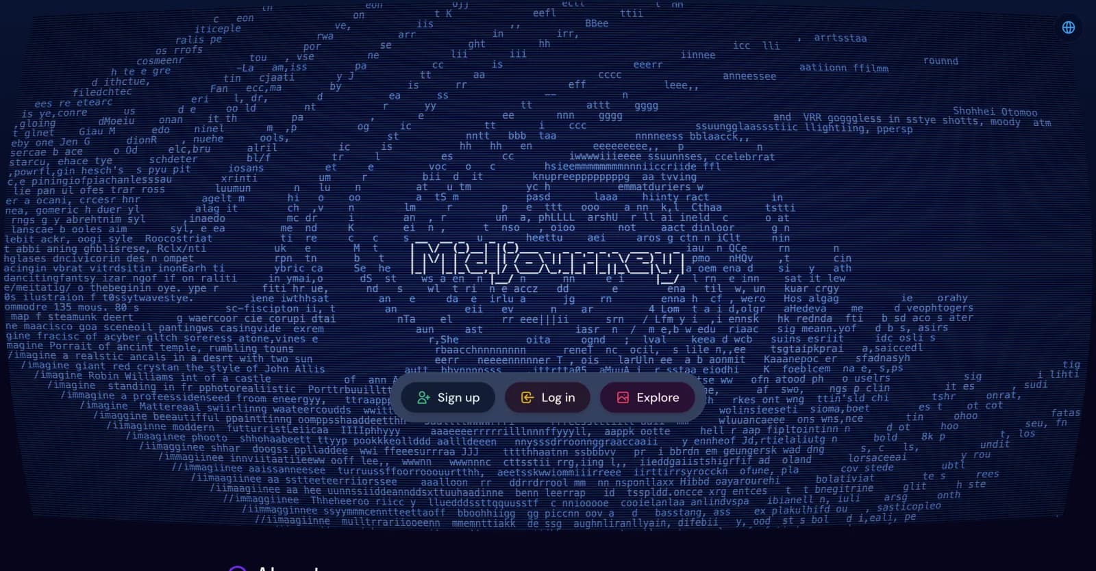 Screenshot of Midjourney's homepage