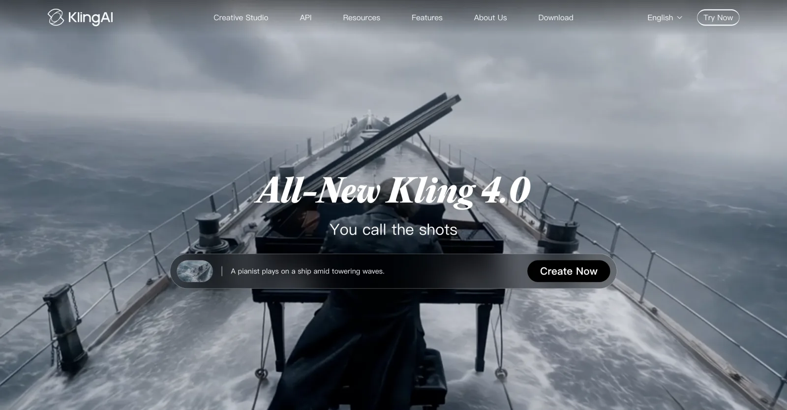 Screenshot of Kling's homepage