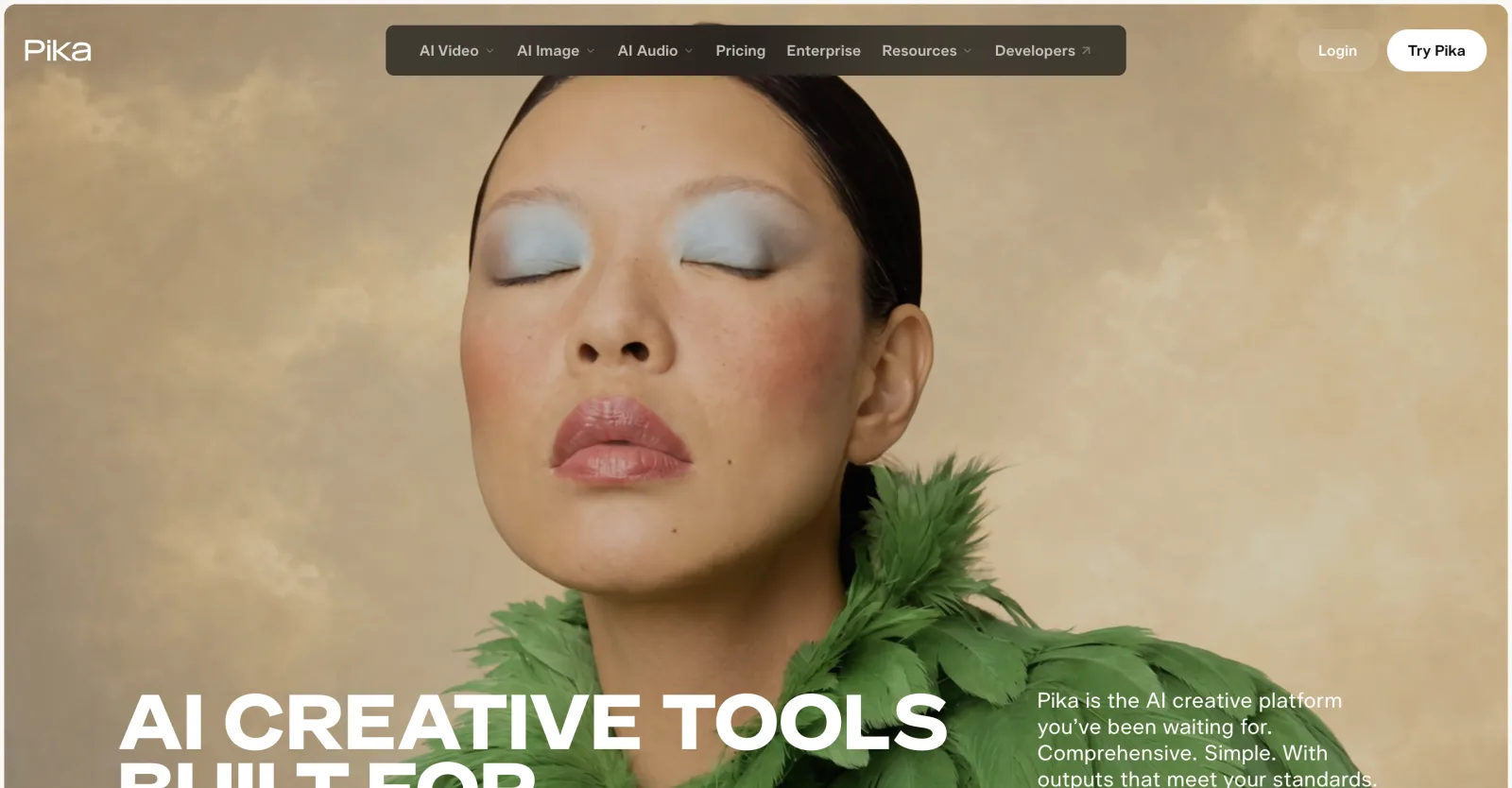 Screenshot of Pika's homepage