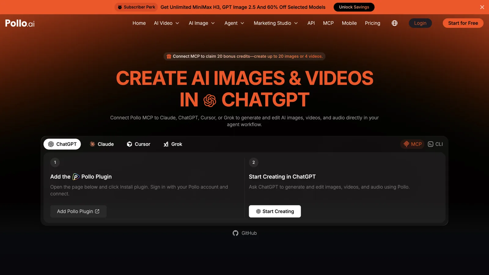 Screenshot of Pollo AI's MCP page
