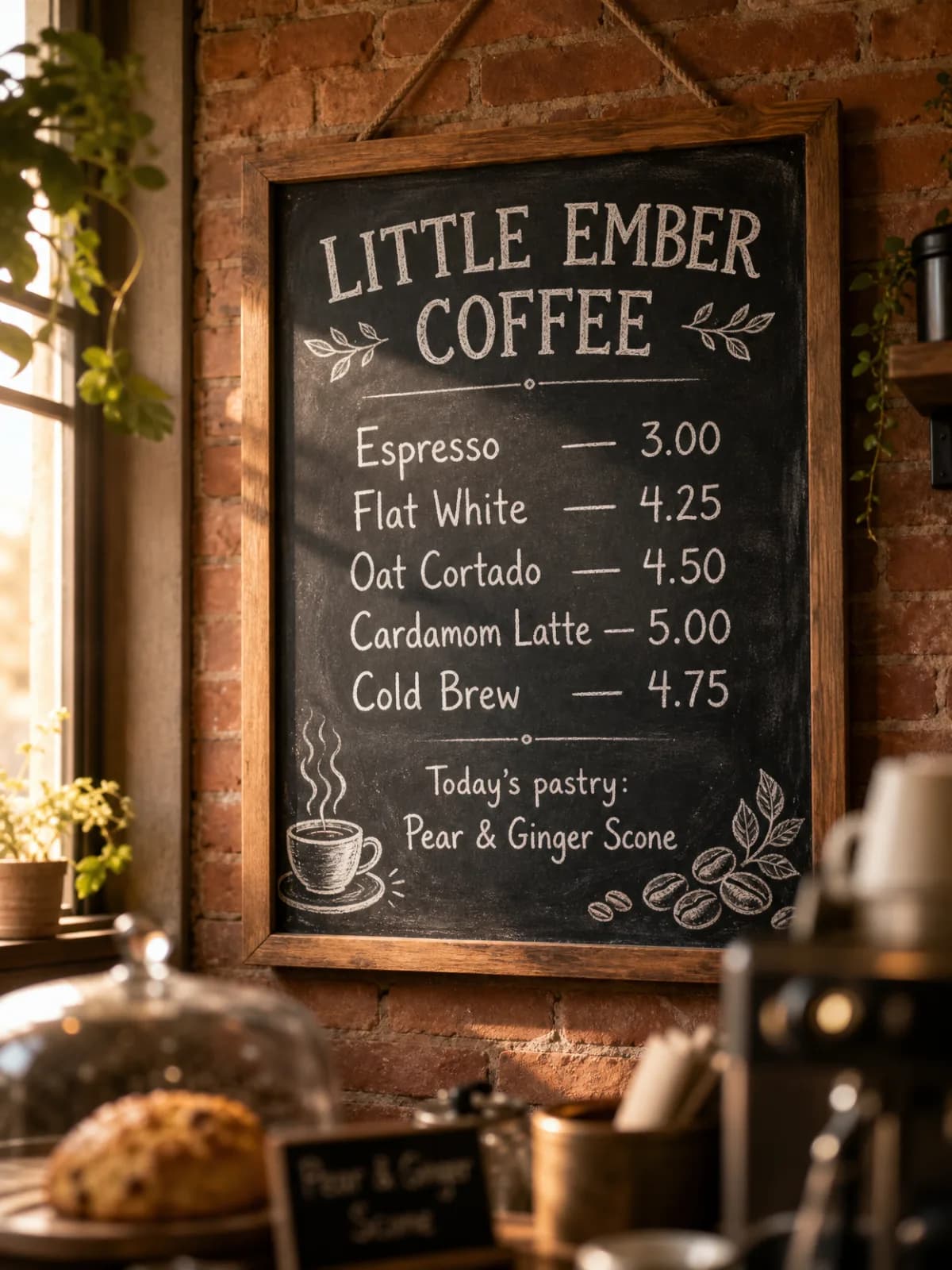 Coffee shop chalkboard menu