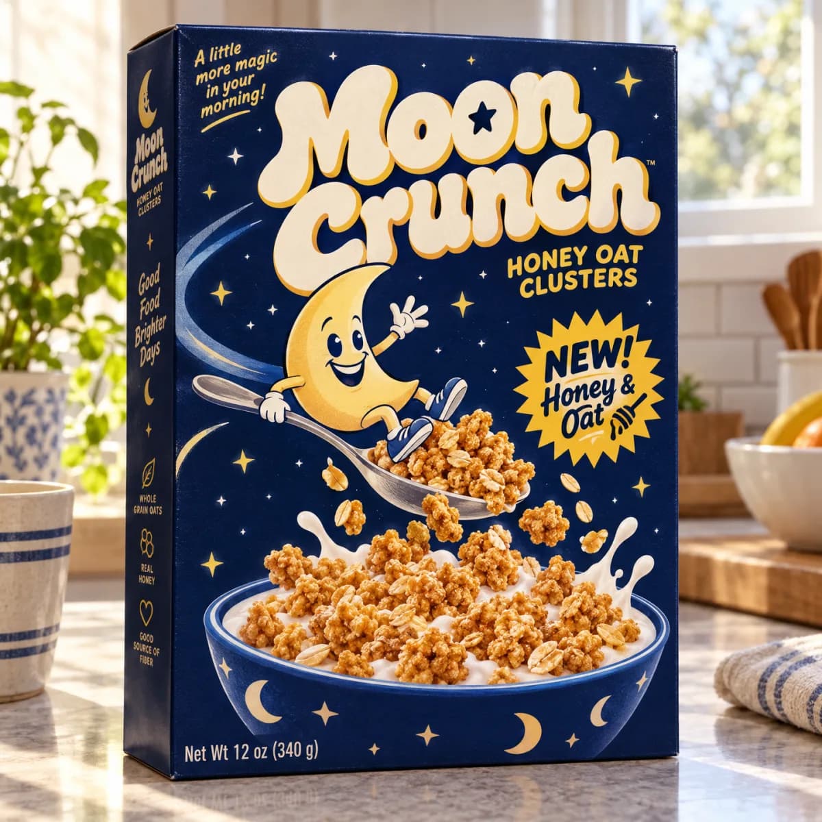 Moon cereal box