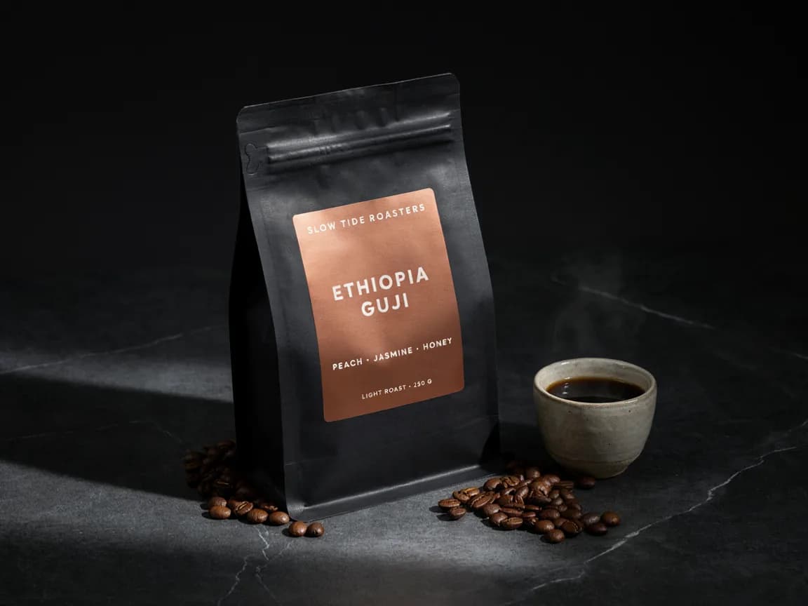 Copper-label coffee bag