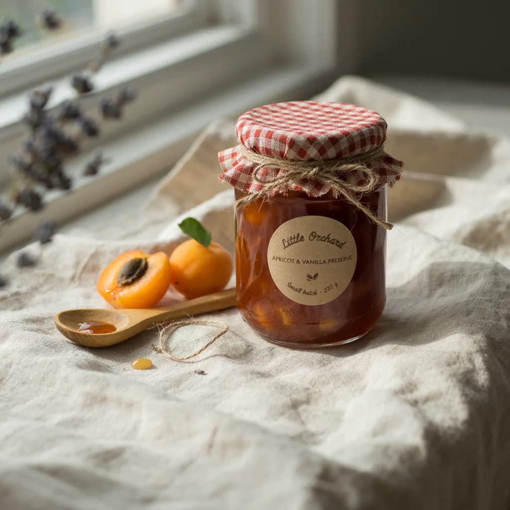 Apricot jam jar label