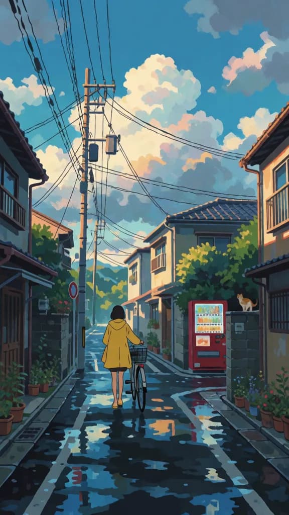 Rainy hillside street