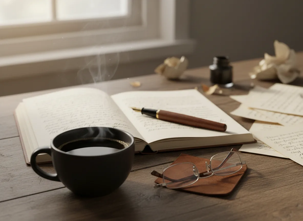 Morning desk with notes