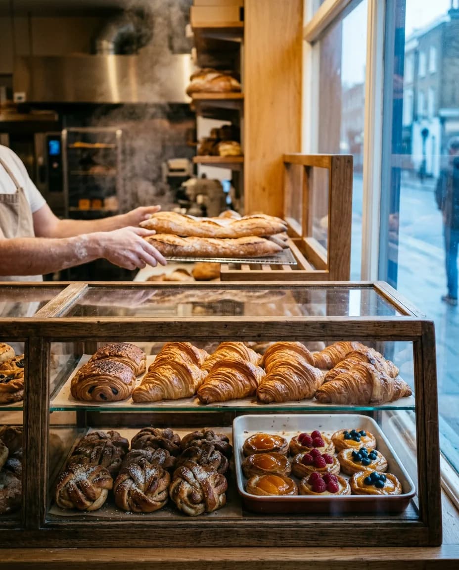 Morning bakery counter