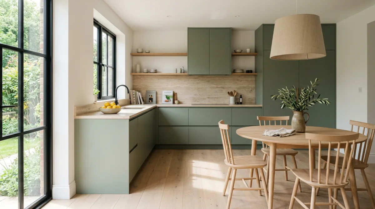 Sage green kitchen