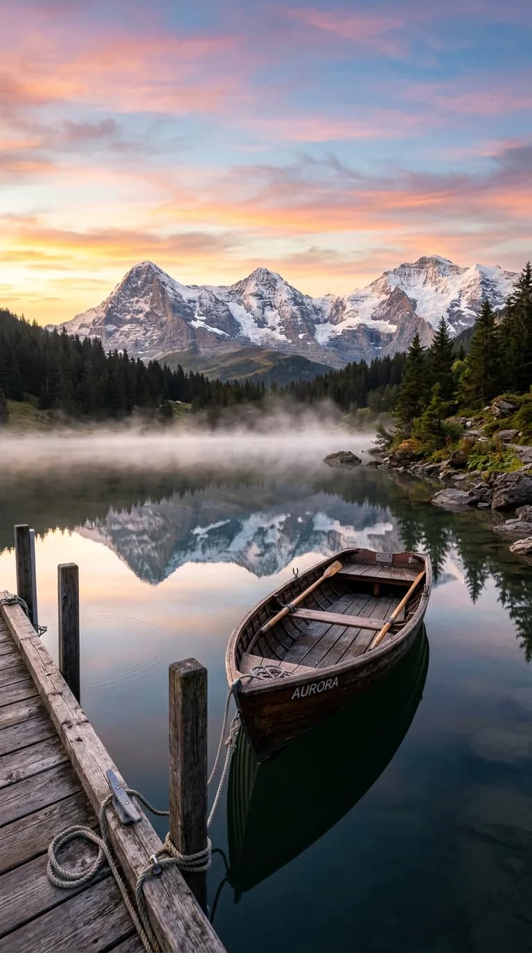 Alpine lake at sunrise