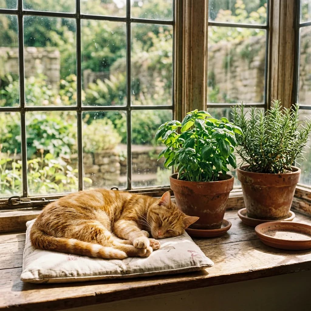 Cat napping in the sun
