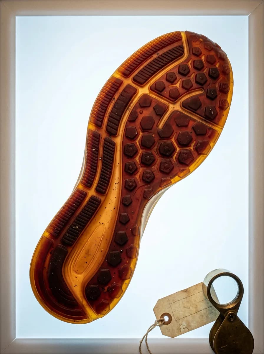 Outsole on a lightbox