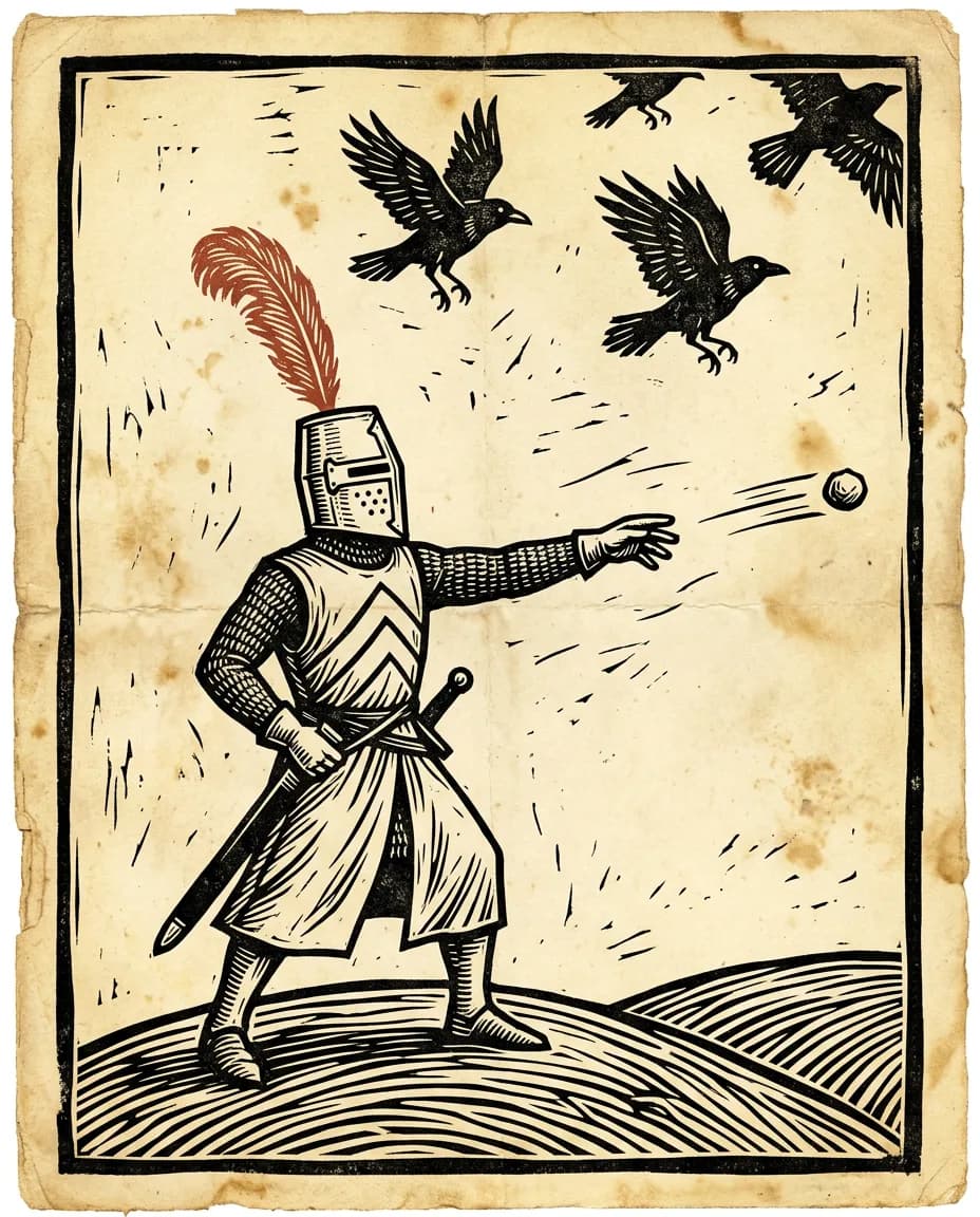 Woodcut knight