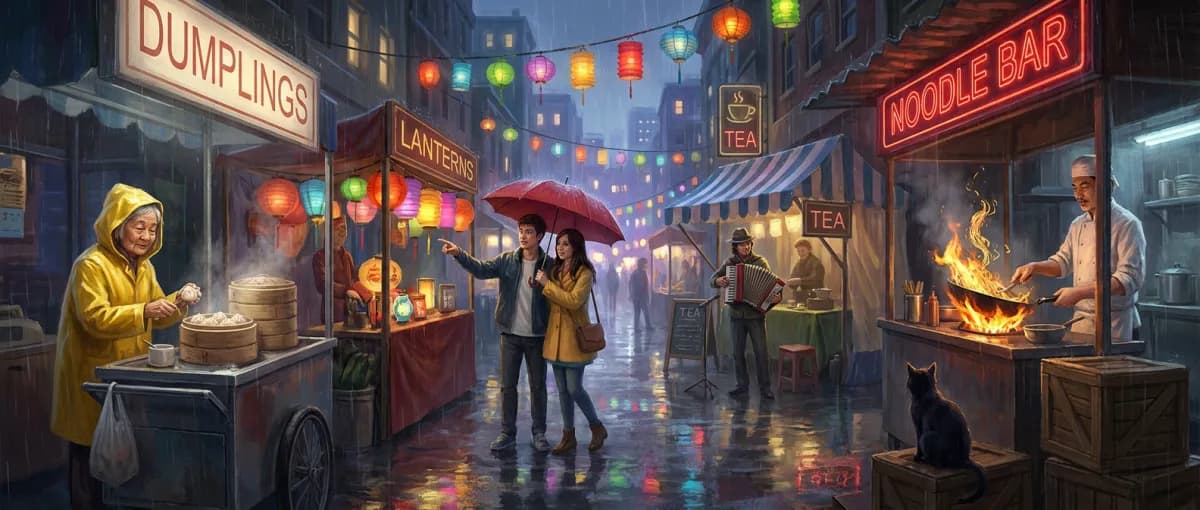 Rainy night market